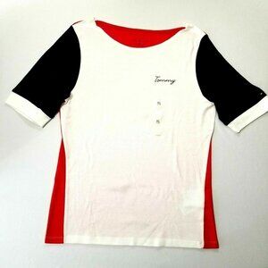 Tommy Hilfiger Women's T-Shirt Boatneck Flag Logo Cotton‎ XXL